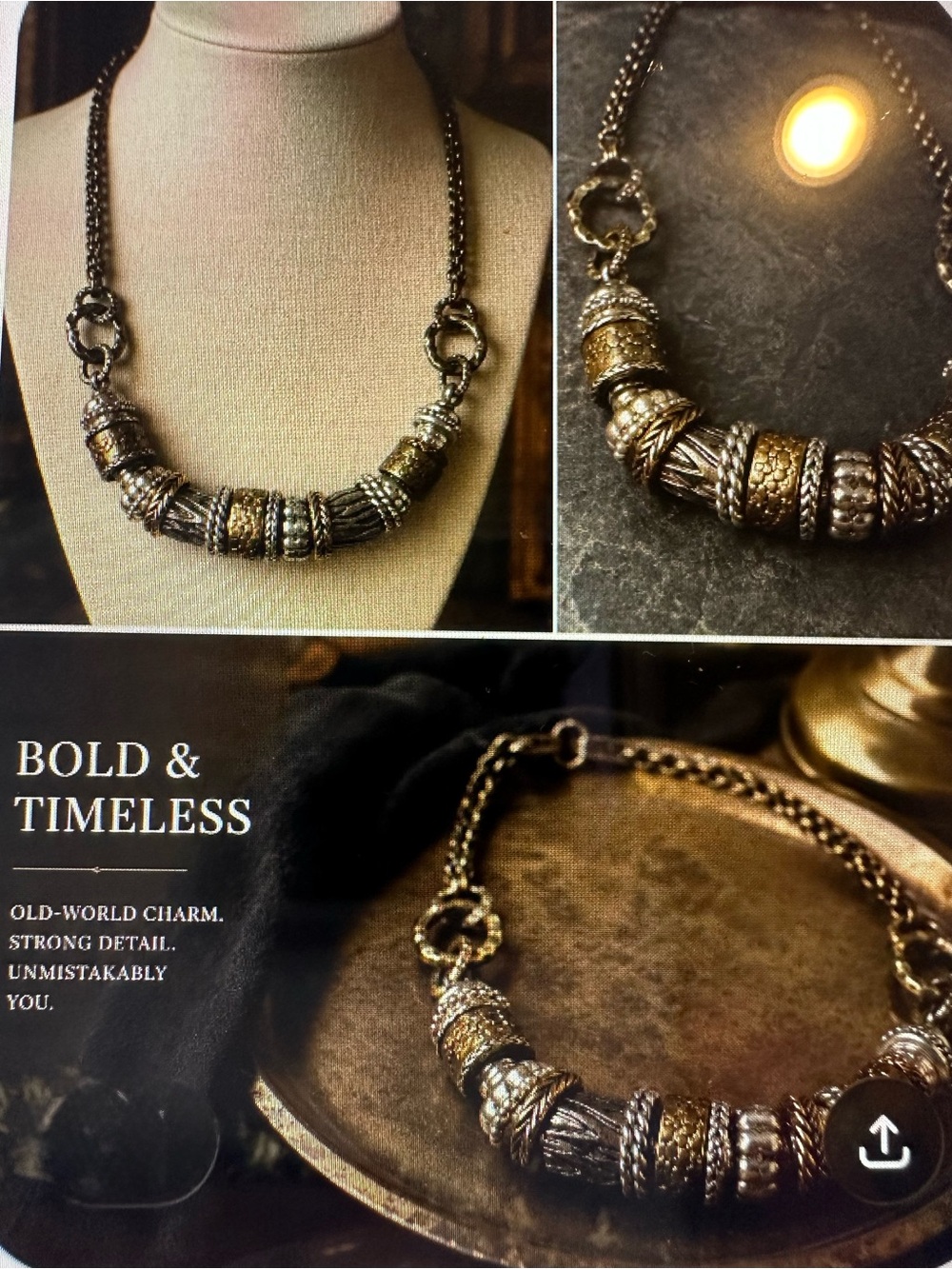 Bold Timeless Two-Tone Gold & Silver Bead Necklace